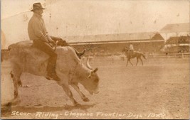 Steer Riding Cheyenne Frontier Days 1929 Real Photo Postcard PC176 - £19.65 GBP