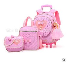 School Trolley Bag wheels Children luggage Rolling Bags wheeled  Backpacks bag f - £97.68 GBP