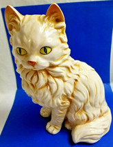 Large Vintage 9.5&quot; White Persian Cat Yellow Eyes Statue Figurine Shafford - £36.59 GBP