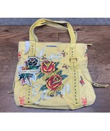 Ed Hardy Women&#39;s Yellow Graphic Canvas Tote Purse Large NWT Roses CV JD - $1,862.86 MXN