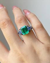 Engagement Ring Emerald CZ 925 Silver Sterling for Girl, Emerald Cut Shape - £46.36 GBP+
