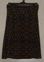 Nwt Womens Lu La Roe &quot;Azure&quot; Black &amp; Blue W/ Roses Print Pull On Knit Skirt Size S - £21.93 GBP