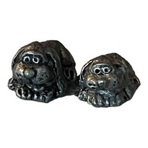 2 Vintage Pewter Figurines Dogs Unmarked Collectible Miniature Puppy - $12.84
