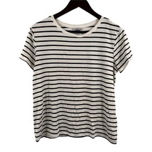 H&amp;M White Short Sleeve Tee Black Stripe Size Small - $8.23