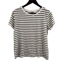 H&amp;M White Short Sleeve Tee Black Stripe Size Small - £6.55 GBP