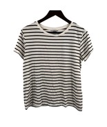 H&amp;M White Short Sleeve Tee Black Stripe Size Small - £6.55 GBP