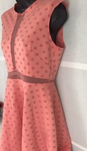 YOU LF STORE Womens 13 Dress Polka dot Coral Padded Shoulders Zip Mini Cut Out - £7.56 GBP