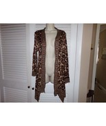 Ruby Rd Petites cheetah print open front handkerchief hem cardigan PM EUC - $20.21
