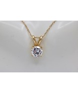 Fine 14K Yellow Gold Round Clear Stone Cubic Zirconia Double Wire Pendan... - $159.61 CAD