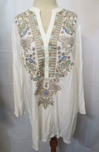 Anthropologie Luna Moon Embroidered Boho Peasant Floral Blouse Medium Tunic Top - £19.98 GBP