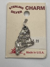 Vintage Sterling Silver Maine USA .925 State Souvenir Charm New Old Stock - £14.34 GBP