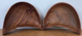 Vtg Tiki Mid Century Monkeypod Wood Wooden Pair Serving Tray Bowls Phili... - £47.17 GBP