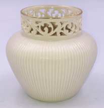 Vintage Lenox Pierced Tracery Bell Vase USA 4.5&quot; Tall 4.5&quot; Diameter w/ 24K Gold - £14.61 GBP