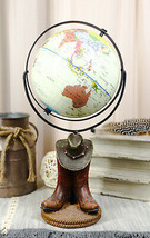 Rustic Western Cowboy Hat and Boots World Atlas Map Globe Decorative Fig... - $31.99