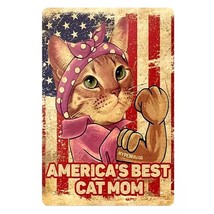 1pc Funny Garden America&#39;s Best Cat Mom Vintage Metal Tin Sign  12 X 8 Inch - £9.49 GBP