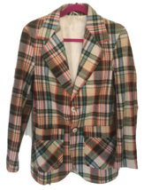 Vintage 70&#39;s Campus Casuals Jacket Blazer Multicolored Plaid 36 Men - £38.77 GBP