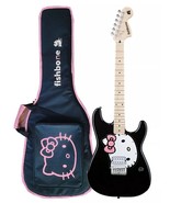 Fishbone black Guitar 2024 Black Hello kitty + Gig bag, Strap,PInk Pick - $279.00