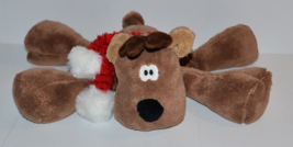 Vtg Hallmark Rodney Reindeer 12&quot; Plush Stuffed Christmas Tan Reindeer scarf soft - $14.85