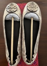 NEW Tory Burch Minnie Travel Logo Ballet Flats Cream Roccia Size 9 NIB - $189.99