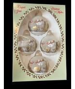 Vintage Krebs Christmas Ornaments Set 4 White Gold Santa Sleigh City Gla... - $31.52 CAD