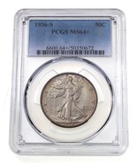 1936-S 50C Walking Liberty Half Dollar PCGS MS64+ Gorgeous! - $714.88 CAD