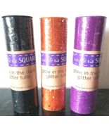 NEW Crafters Square Glow in the Dark Glitter Tulle Lot 3 Rolls Halloween... - £9.34 GBP