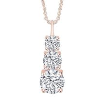 1.8 Carat (ctw) Moissanite Three Stone Journey Pendant Necklace in 18K G... - £60.89 GBP