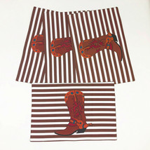 Cowboy Boot and Stripes Printed Placemats 13x19 inches Set 4 - £19.32 GBP