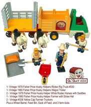 Rare 1979 Fisher Price Husky Helpers Farm Rodeo Truck People Horses Assortment - £39.27 GBP