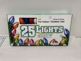 25CT C9 String Lights Multi Color 25 ft Green Wire Indoor/Outdoor Christmas - £11.62 GBP