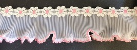 2 YARDS - WHITE &amp; PINK - RUFFLED Daisy TRIM - 2 1/8&quot; WIDE - £11.78 GBP