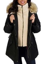 Women&#39;s Koolaburra by UGG Faux-Fur Hood Inner-Vest Puffer Coat Black Size L - £40.96 GBP