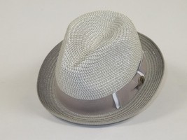 Men's Bently Soft Fedora Briad Straw Hat Stingy Brim Gino Gi217 Silver Gray image 3