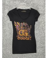 COOGI Shirt Womens Medium Babydoll Tee Jeweled Rhinestone Embellished Vegas - £17.34 GBP
