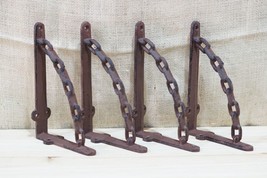 4 Cast Iron Brackets Chain Man Cave Braces Shelf Corbels Nautical Decor Rustic - £27.90 GBP