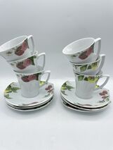 6 Vintage 1790 Cmielow Made in Poland Tea Cups and Saucers Raspberries B... - $64.67