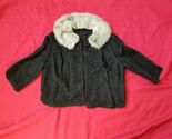 Vintage 1950s-60s Black Ribbon Soutache Crop capelet Jacket Mink Collar S - $59.40