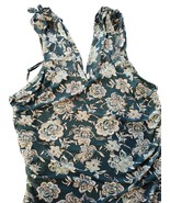Maurice&#39;s Green Floral Lined V Neck Shirt Top Blouse Size Extra Large - $9.50