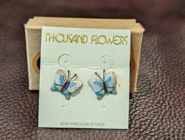 Thousand Flowers Butterfly Earrings Sterling Silver Enamel - $89.51