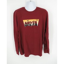 Levi&#39;s Men&#39;s Long Sleeve Burgundy Graphic Tee XXL New With Tags - £18.64 GBP