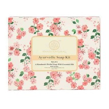 Gift Set of 4 Khadi Natural Ayurvedic Soaps 400gm Aloevera Rose Haldi Sandalwood - £23.41 GBP