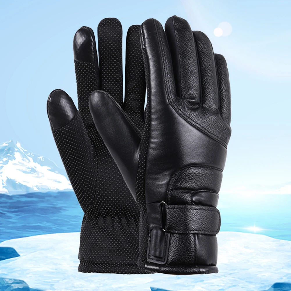 USB Heated Gloves Waterproof Winter Electric Warming Gloves PU Hand Warmers Soft - £19.06 GBP