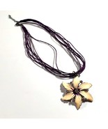 Enameled Flower Necklace Womens Rhinestone Vintage Jewelry 16&quot; With Exte... - £29.28 GBP