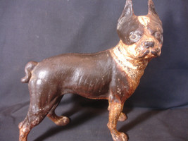 Hubley Right Facing Cast Iron 10&quot;x10&quot; Boston Terrier Figurine Vtg Door Stop - £118.83 GBP
