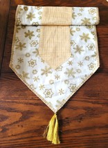 Gold Thread Snowflake Tassels Table Runner 16&quot; X 68&quot; Winter IVORY-GOLD - £10.86 GBP
