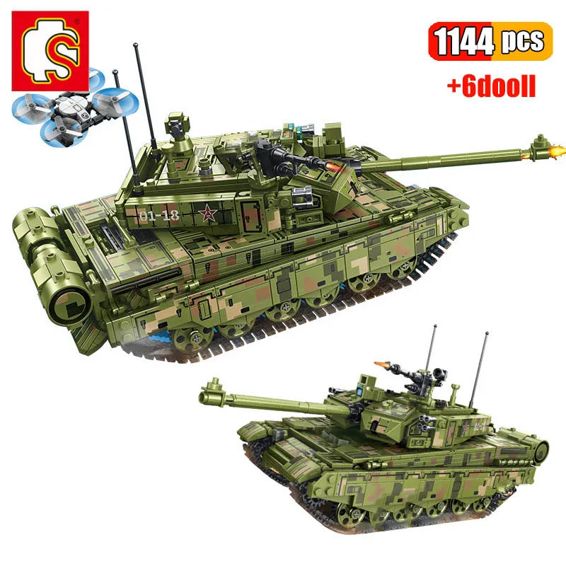 SEMBO 1144Pcs Military Type 99A Main Battle Tanks Building Blocks Army Armored - £71.24 GBP+