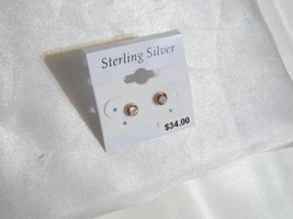 Department Store 1/8&quot; Rose Gold /Sterling Silver Crystal Stud Earrings R612 - £11.48 GBP