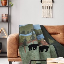 Donna Sharp Bear Lake Quilted Throw Blanket Wall Decor Cotton 50&quot; x 60&quot; Lodge - £103.85 GBP