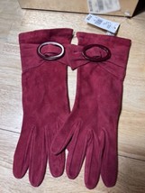 Size 7 Bloomingdale&#39;s 100% Silk Lined Red Leather Gloves New No Tags - £29.56 GBP