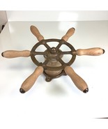 Vtg 12” Boat Ship Captains Steering Wheel Nautical Brass Wood Maritime +... - $266.70 CAD